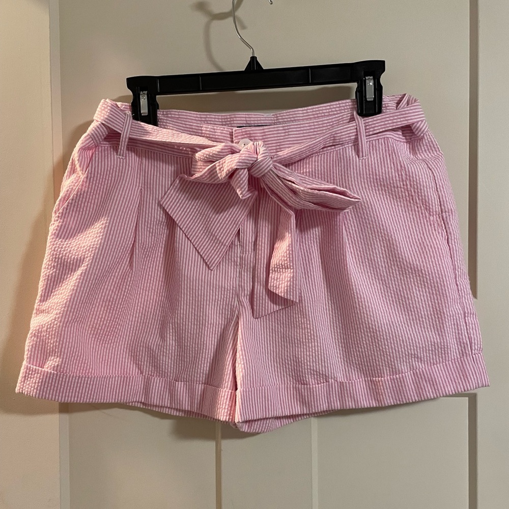 Lauren James Pink Seersucker Bow Shorts